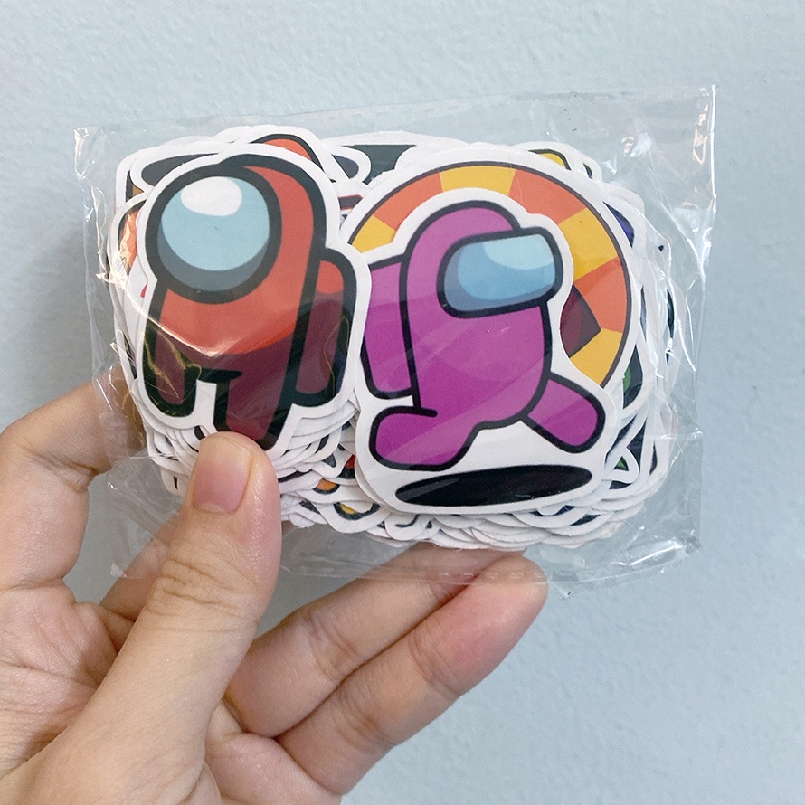 Set 100 sticker among us dán điện thoại laptop mũ bảo hiểm