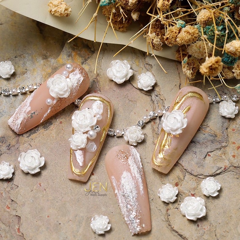 Charm nhựa hoa trà-charm hoa hồng set 10 hoa