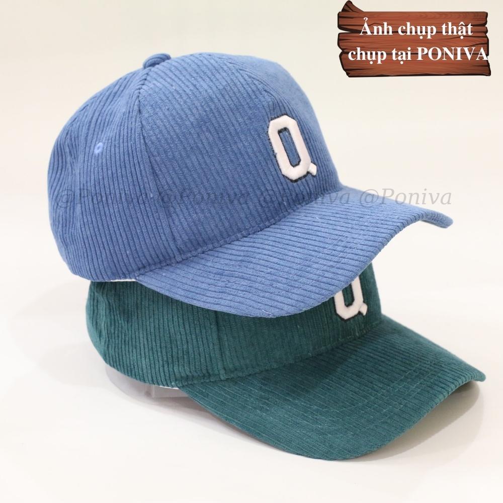 Mũ lưỡi trai ❤️ Nón kết thêu chữ Q chất nhung tăm form unisex phong cách Ulzzang Thời trang PONIVA siêu hot