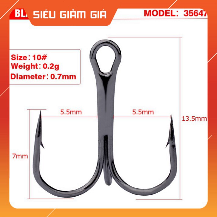 [Combo] [Combo] Combo 10 Lưỡi  Câu 3 Tiêu có ngạnh Thép không rỉ gắn mồi giả, câu lure lưỡi ba tiêu [Giá rẻ] [Giá rẻ]