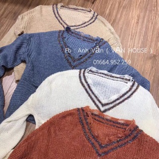 Áo len cổ tim xoắn bụng