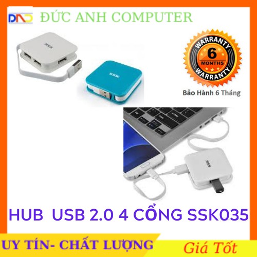 Hub Usb SSK 4 Cổng Usb SHE 035- Chính Hãng 100%, Hỗ Trợ Ổ Đĩa Cứng Di Động