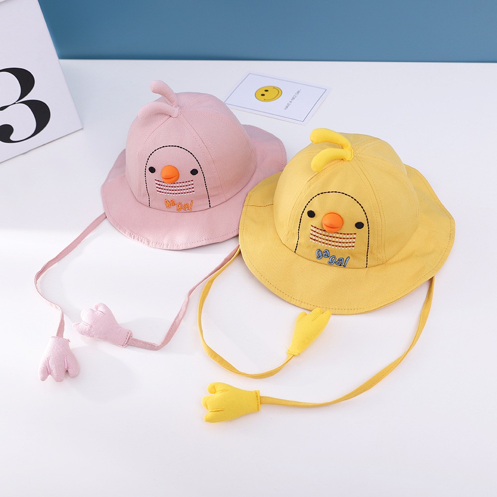 Nón Vành Tròn Thêu Hình Gà Con Phong Cách Mới Cho Trẻ Em 8-24 Tháng