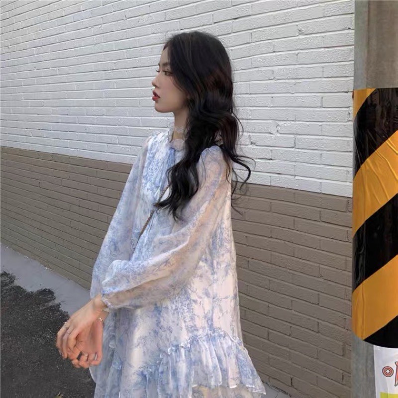 Có sẵn | Đầm voan dáng xoè phối bèo | BigBuy360 - bigbuy360.vn