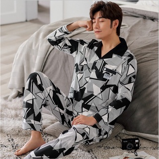 Đồ bộ Pijama-Đồ ngủ nam cao cấp họa tiết hình học phong cách Hàn Quốc, chất COTTON 100 dày dặn & thoáng khí (715)