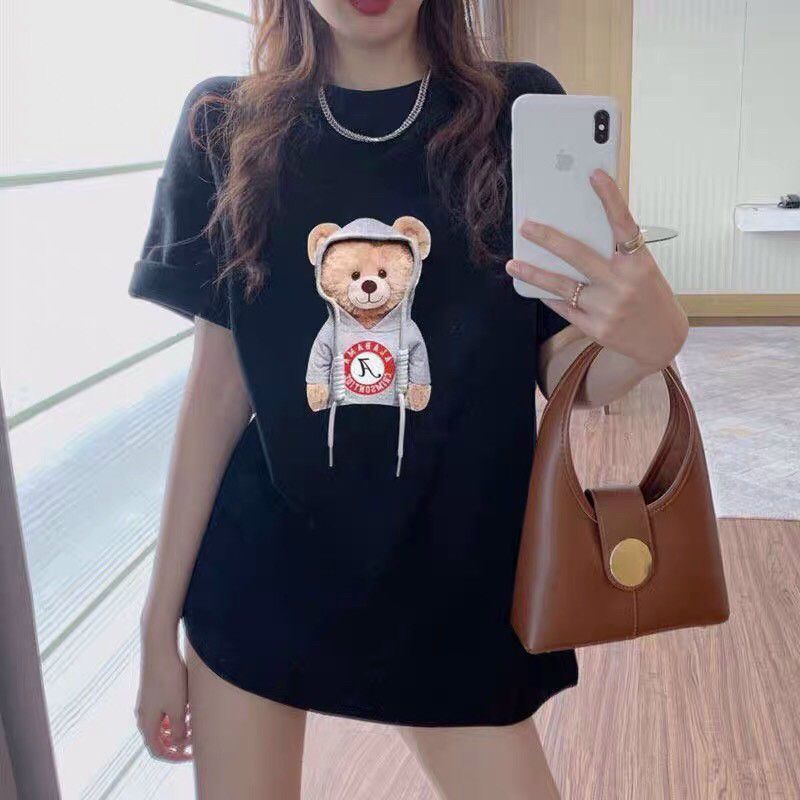 [SIÊU SALE] Áo Thun Tay Lỡ Unisex Hình Gấu Đội Mũ in 5D Nét Căng, Áo Phông Form Rộng Nam Nữ (Kèm Ảnh Thật Trải Sàn)