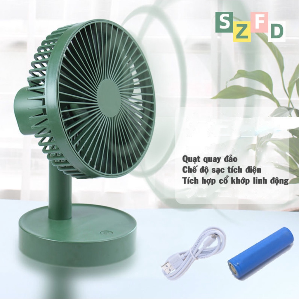 Quạt sạc mini xoay 180 độ HR6688,tích điện sạc USB chất lượng, 3 chế độ, gió mạnh, an toàn, tiện dụng- [Minh Shop&Store]