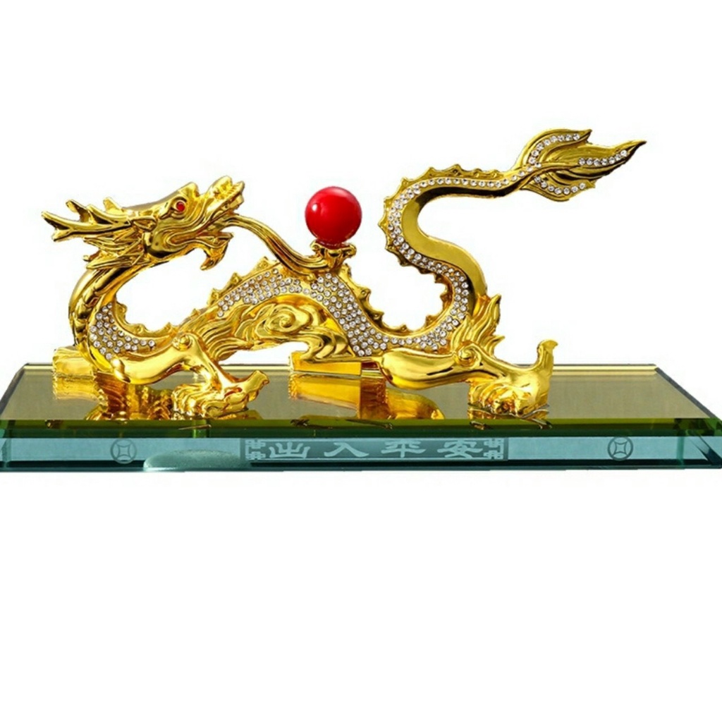 Tượng phong thủy rồng vàng nhả ngọc kiêm nước hoa trang trí nhà cửa, bàn làm việc, taplo ô tô cao cấp