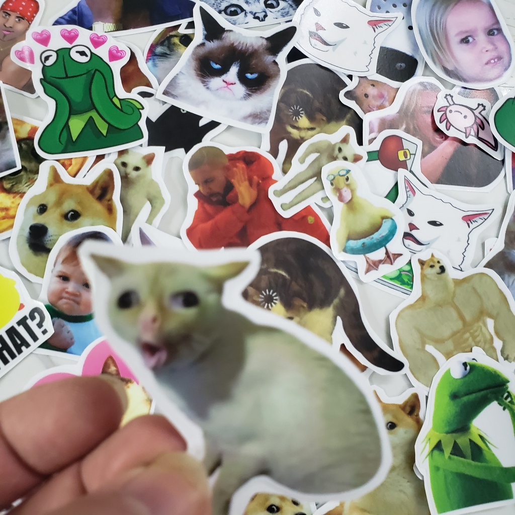 Sticker meme/ Sticker chống nước dán mũ bảo hiểm, dán điện thoại, laptop,...