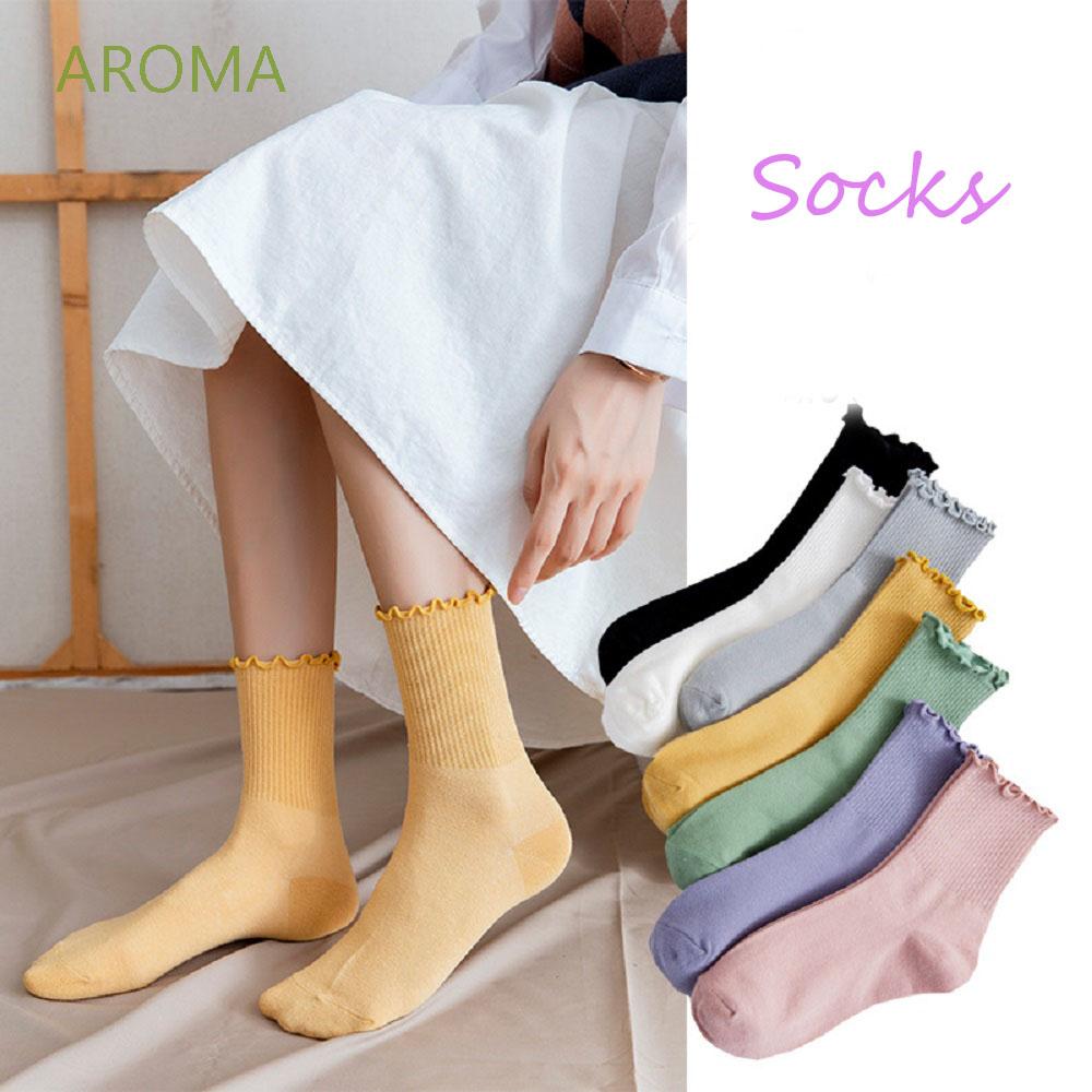 Vớ viền bèo thiết kế màu trơn thời trang