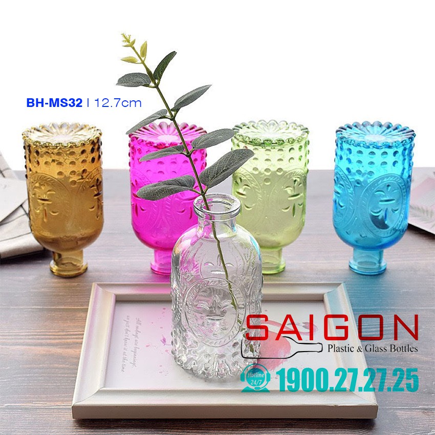 Bình hoa Thủy tinh nhiều màu sắc Cao 12.7 | BH-MS32