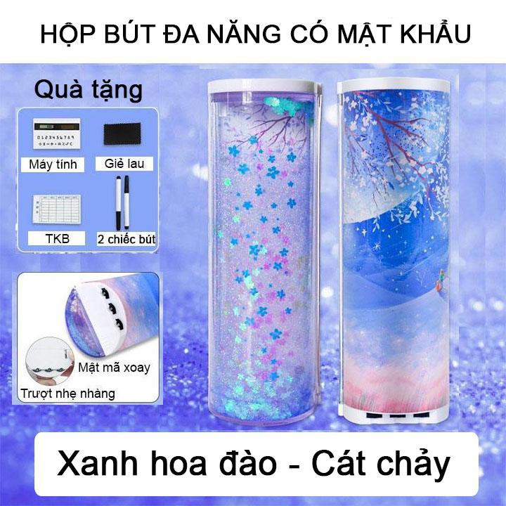 Hộp bút đa năng CÓ MẬT KHẨU (kèm máy tính+ gương soi+ bảng trắng nhỏ+ 2 chiếc bút viết bảng trắng+1 giẻ lau bảng )