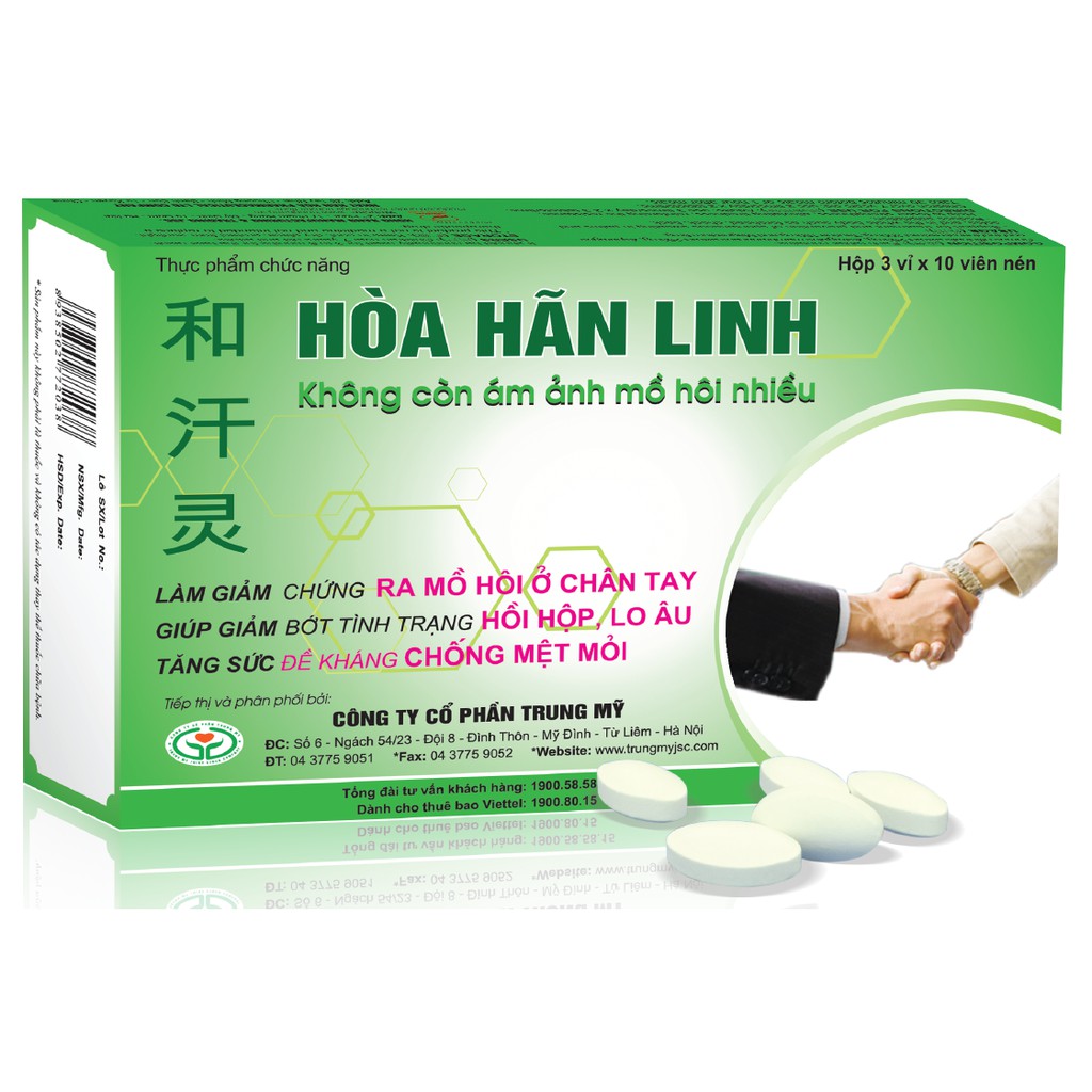 CHÍNH HÃNG HÒA HÃN LINH - GIẢI TỎA NỖI LO MỒ HÔI NHIỀU TAY CHÂN - tích 6 tem được 1 hộp