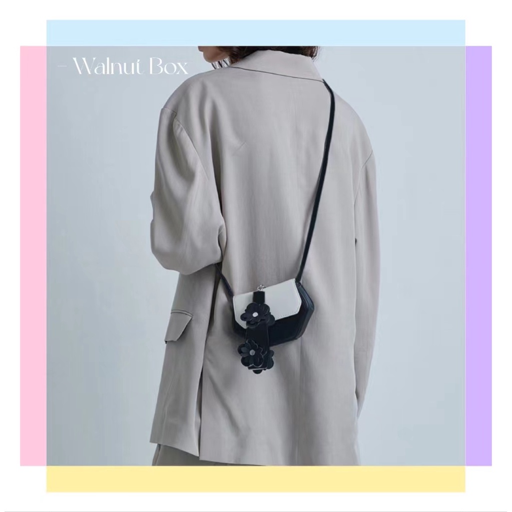 Túi Đeo Chéo mini Màu Sắc Tương Phản Họa Tiết Hoa Đơn Giản Phong Cách Mới