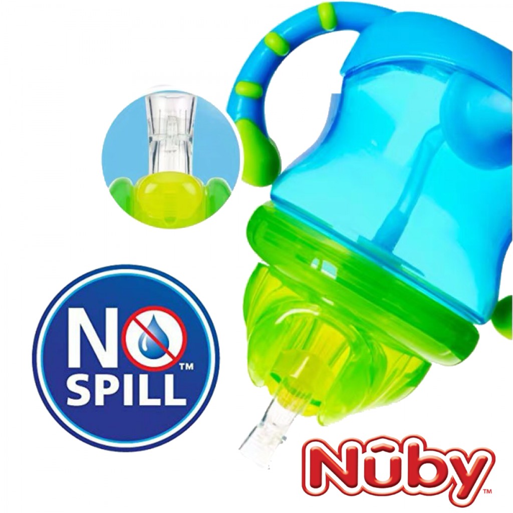 [HÀNG CHÍNH HÃNG] Bình uống nước có ống hút silicone Nuby 360 độ 240ml, có tay cầm cho bé chất liệu nhựa PP cao cấp