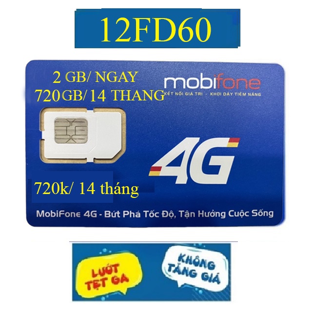 Sim 4G Mobifone FD60 -3FD60 - 6FD60 - 12D60 gói 75GB/tháng - sử dụng DATA 1 năm Phí gia hạn chỉ 60k/tháng