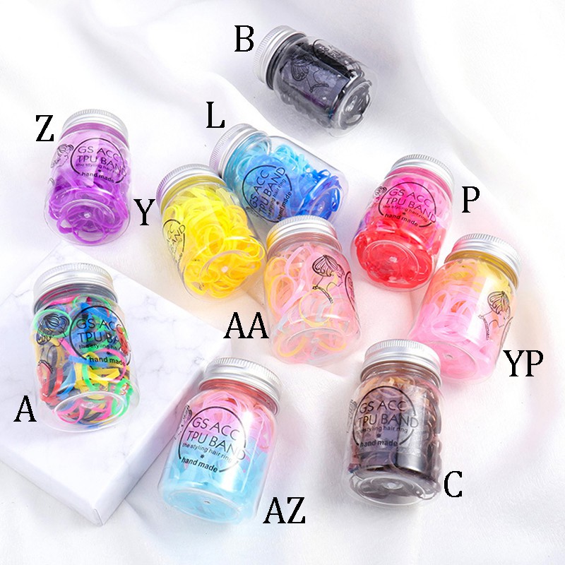 Hũ dây chun buộc tóc nhựa nhiều màu cho nữ