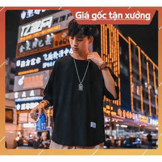 [Ảnh thật] Áo thun tay lỡ oversize vạt lai bầu [ áo thun tay lỡ unisex nam nữ mặc được]