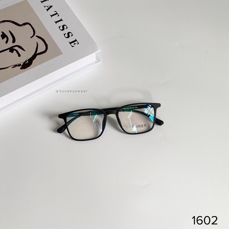 Gọng kính nhựa dẻo Hàn Quốc dáng vuông vừa nhỏ 1602