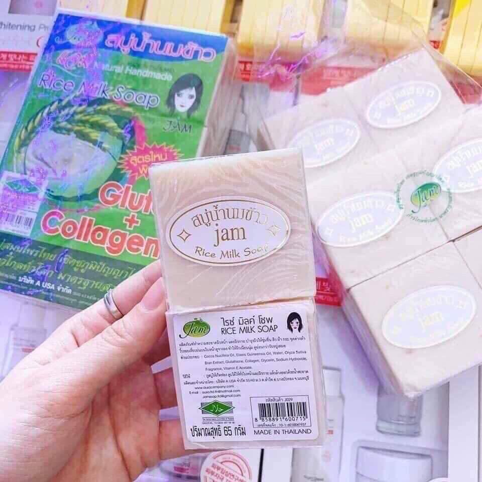 🌾🌾🌾🌾Xà Phòng Kích Trắng Cám Gạo Thái Lan Jam Rice Milk Soap( thơm mùi gạo và sữa dịu nhẹ khách iu ơi)🧖🏻‍♀️🧖🏻‍♀️🧖🏻‍♀️🚿🚿🚿