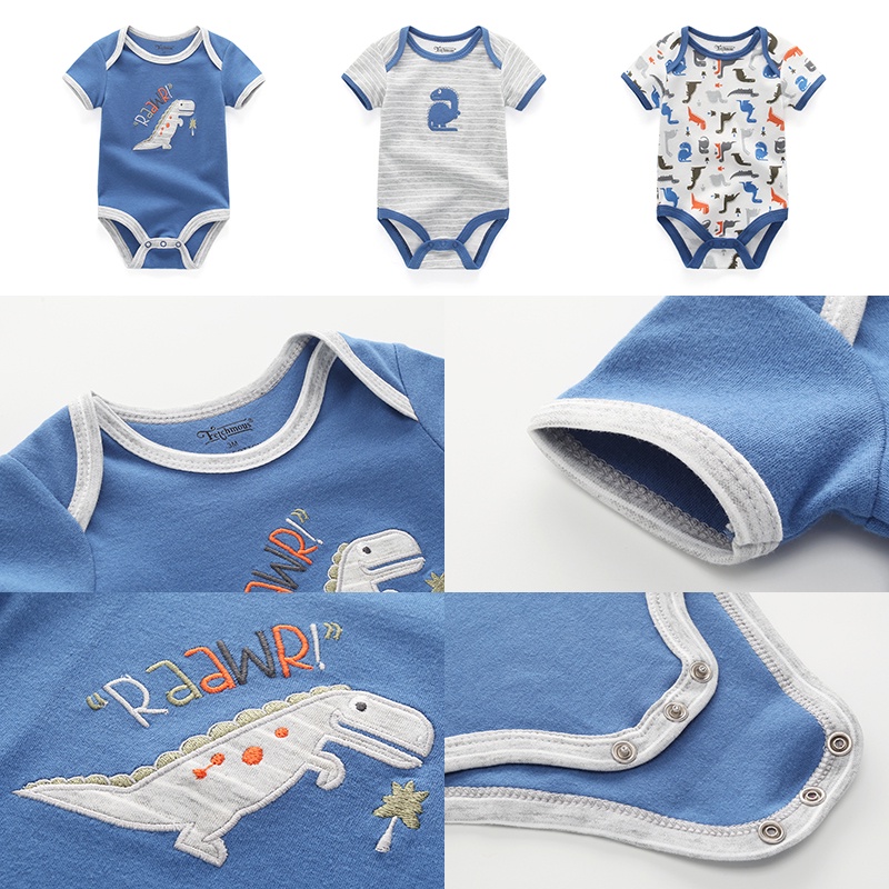 3 miếng bodysuit cho bé Jumpsuit cotton cho bé Bộ bodysuit con trai con gái quần áo trẻ em cho 0-12 tháng