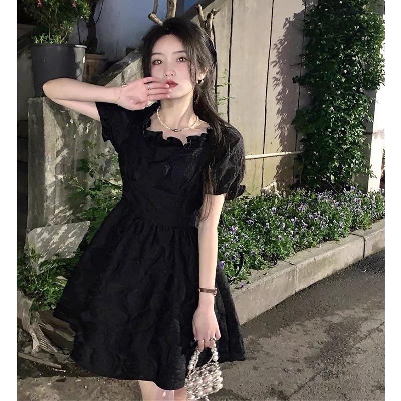 Váy Công Chúa Đen Nơ Hồng Thắt Lưng Babygirl