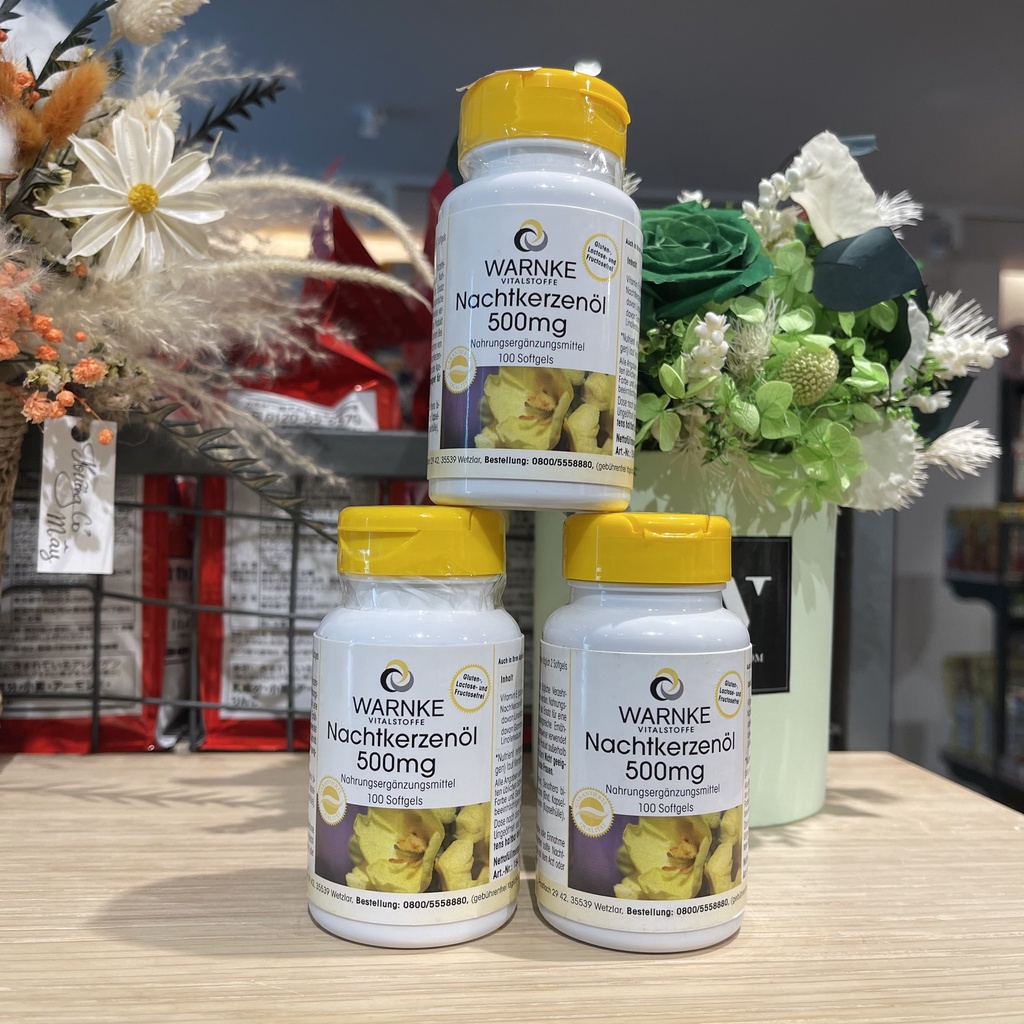 Tinh Dầu Hoa Anh Thảo WARNKE NACHTKERZENOL 500mg [ Made in Germany ] giảm rụng tóc, hỗ trợ giảm cân, trẻ hóa, trắng da