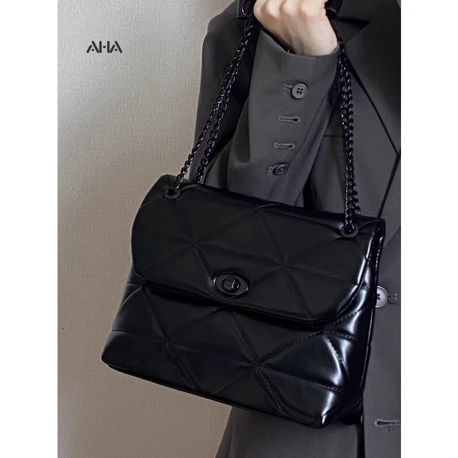 Túi xách AHA official da mềm họa tiết hình thoi phối dây xích thời trang sang trọng cho nữ