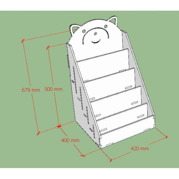 Kệ giá sách hình gấu đựng đồ tự tháo lắp đa năng  Cao 68cm   ngang 42cm  sâu 40cm