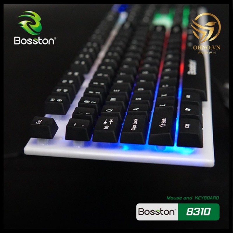 Combo bàn phím và chuột giả cơ Boston 8310 phím bấm êm có đèn chạy chuyển màu 7 màu siêu đẹp full box