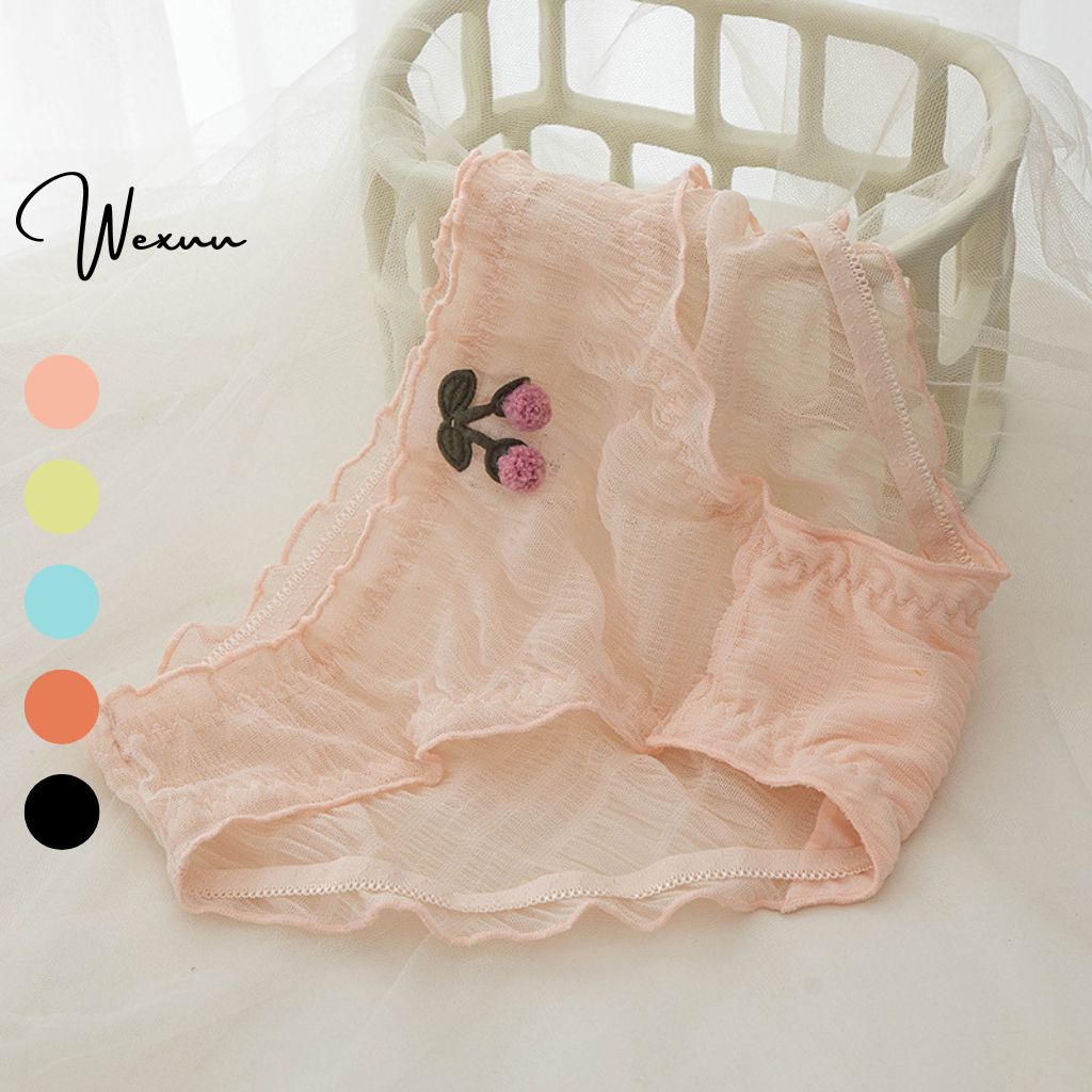 Quần lót ren nữ Wexuu Design cạp viền bèo vải ren lưới co dãn đàn hồi cao cấp - QC135