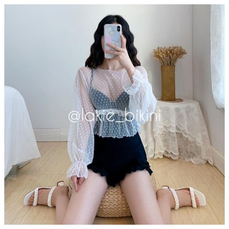 Bikini Dún Bèo Một Mảnh Tiểu Thư Hàn Quốc Sang Chảnh