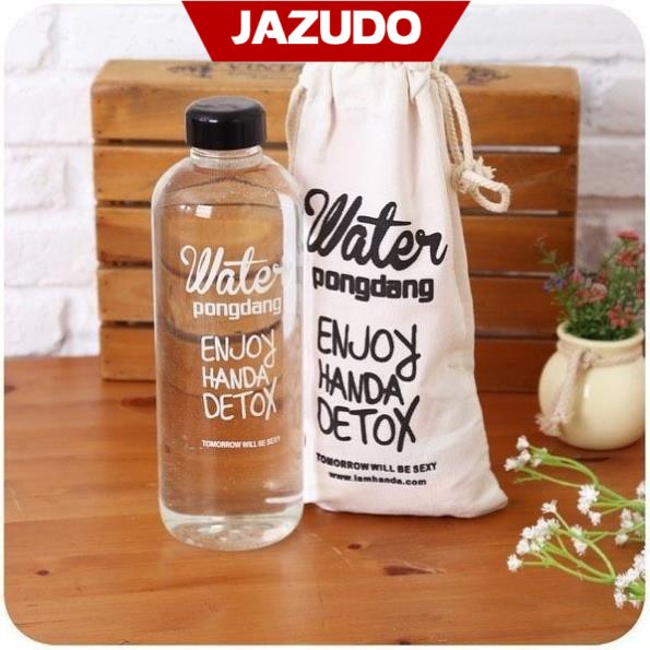 Bình Đựng Nước Dextox Water Pongdang đẹp 1000ml Kèm Túi Vải Phong Cách