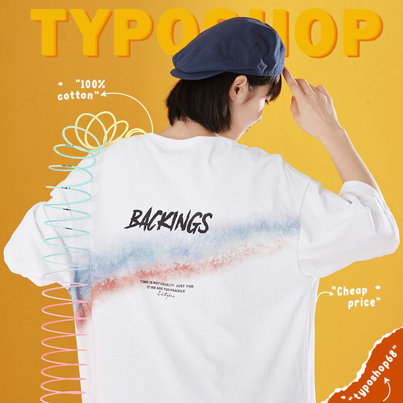 Áo thun unisex - Áo phông tay lỡ, form rộng, dáng unisex, hình dải cầu vồng TYPO shop