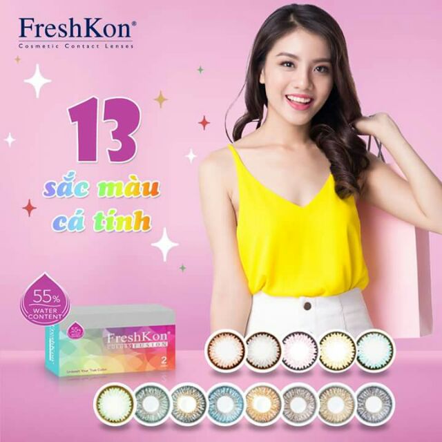 Lens Freshkon màu xám SIMMERING GREY ( Dùng 3 tháng - Tặng kèm khay đựng lens)