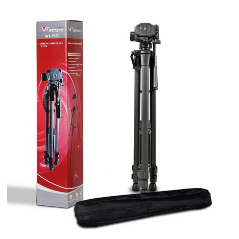 Chân máy ảnh, tripod Weifeng WT-3520, khung nhôm cao cấp, tặng kèm kẹp điện thoại