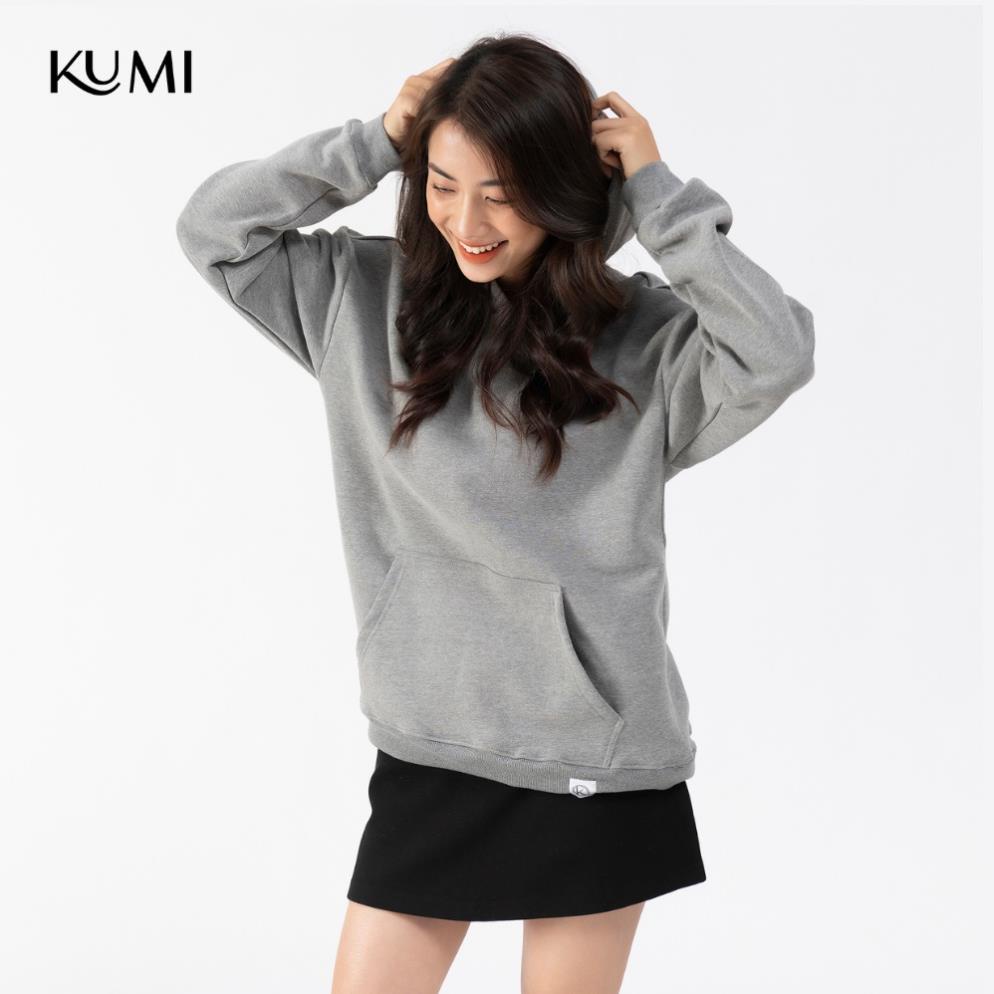 Áo Hoodie Nữ Dài Tay Có Mũ Chất Nỉ Bông Cao Cấp Kumi, Áo Nỉ Nữ Basic Có Mũ Thời Trang Trẻ Trung Năng Động - Ghi | BigBuy360 - bigbuy360.vn