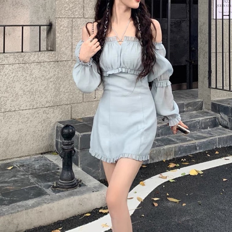 Đầm Tay Dài Trễ Vai Vải Voan Mềm Mang Được Nhiều Kiểu Nhẹ Nhàng