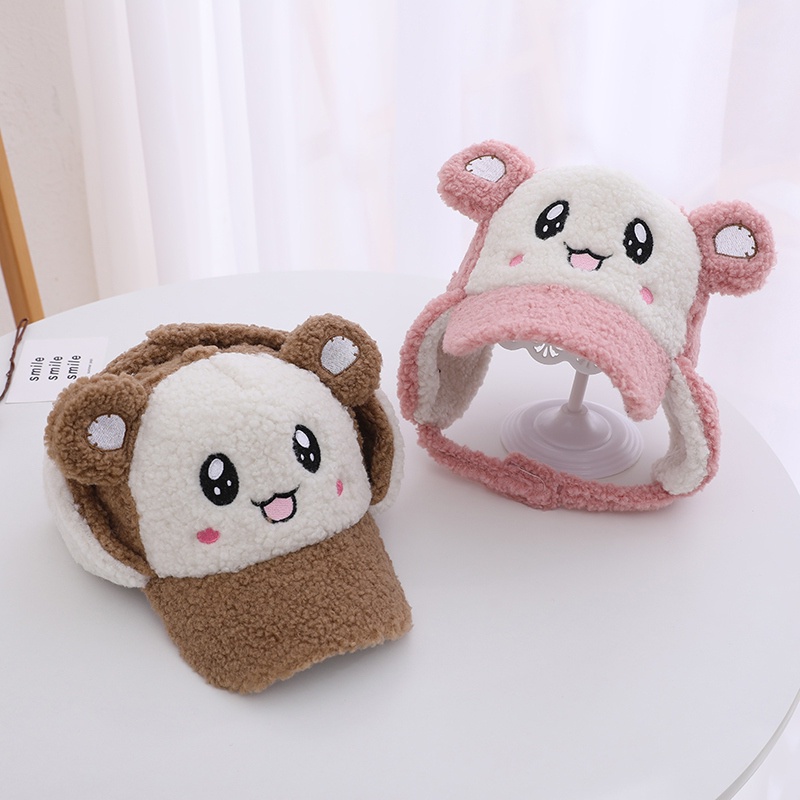 Mũ bóng chày mềm mại thoáng khí bảo vệ tai họa tiết hoạt hình dễ thương cho bé