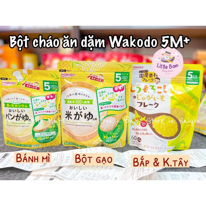 [Mẫu mới] Bột cháo ăn dặm Wakodo Nhật 5M+ bay air