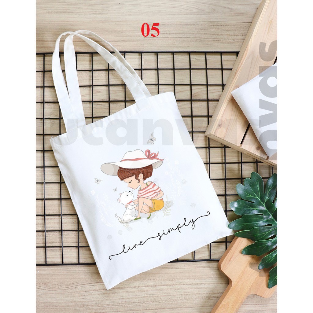 [Nhận in theo yêu cầu] 20 mẫu hot Túi tote vải bố đựng đồ canvas có khóa kéo