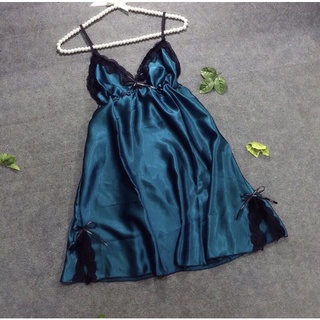 Đầm Ngủ 2 Dây- Đầm Ngủ Sexy Phi Lụa Phối Ren