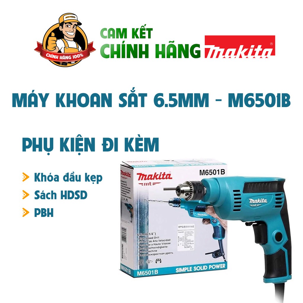 Máy khoan cầm tay mini,Máy khoan điện cầm tay gia đình,Máy khoan sắt thép gỗ.Máy khoan Makita chính hãng m6501b 6.5mm.