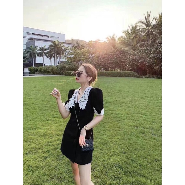 Váy Vest cổ thêu ren