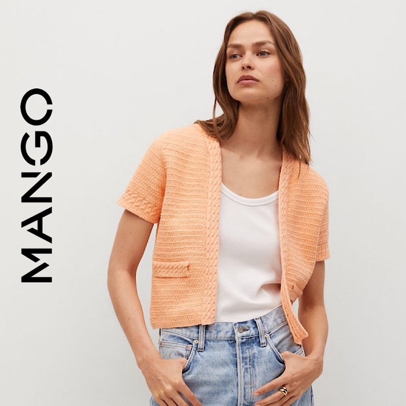 Áo Cadigan Dạ Tweed Ngắn Tay Mango