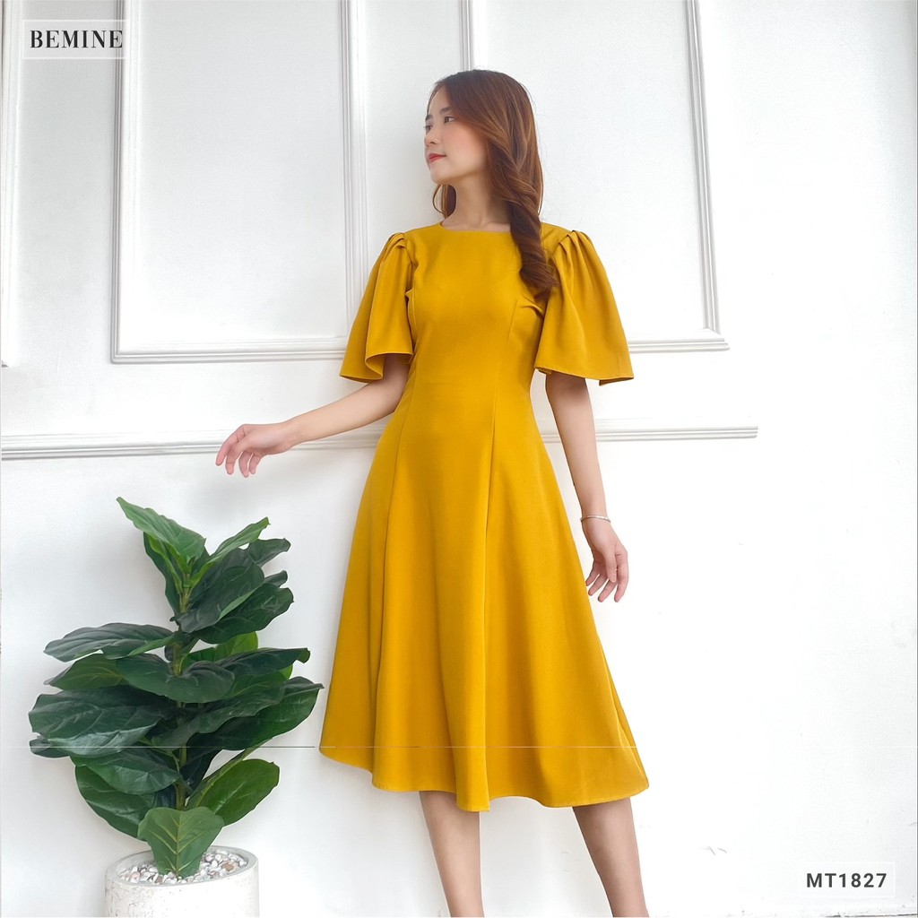 [Mã WABRWA15 giảm 15% đơn 300K] Đầm thanh lịch tay cánh tiên BEMINE MT1827VANG | BigBuy360 - bigbuy360.vn