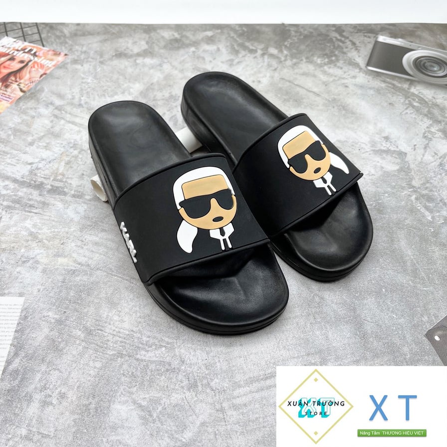 🔥HÀNG SIÊU CẤP🔥Dép KARL quai ngang nam đúc cao su non họa tiết mặt người siêu ngầu