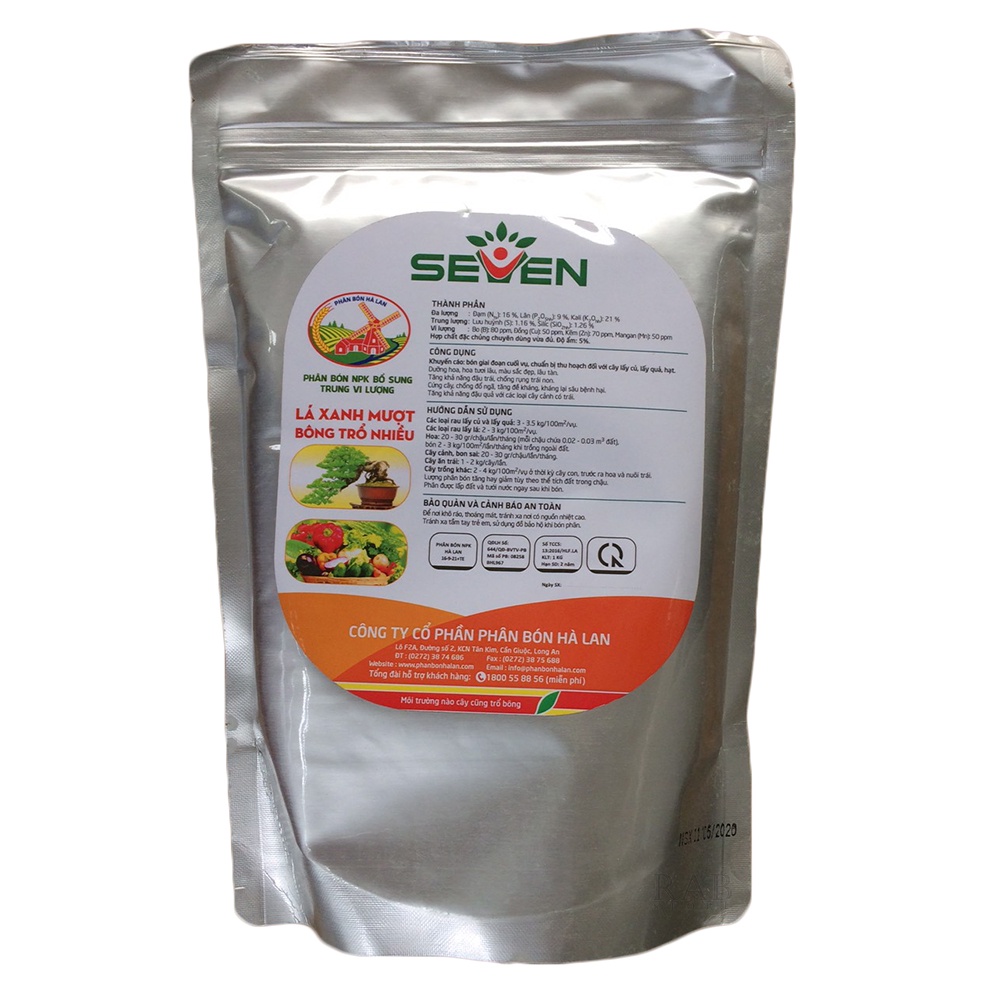 Phân bón NPK Hà Lan 16-9-21+TE thúc phát tán ra hoa đậu quả cho cây trồng, gói 1kg