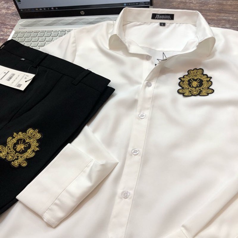 Quần Âu Đen Thêu Họa Tiết Dáng Ôm Ống Côn Vải Cao Cấp Mang Phong Cách Trẻ Trung Và Lịch Lãm