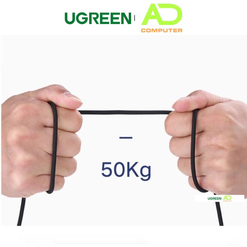 Dây 3.5mm vỏ bện vải sợi tổng hợp, màu đen dùng cho điện thoại máy tính bảng... UGREEN AV112 - Hàng phân phối chính hãng